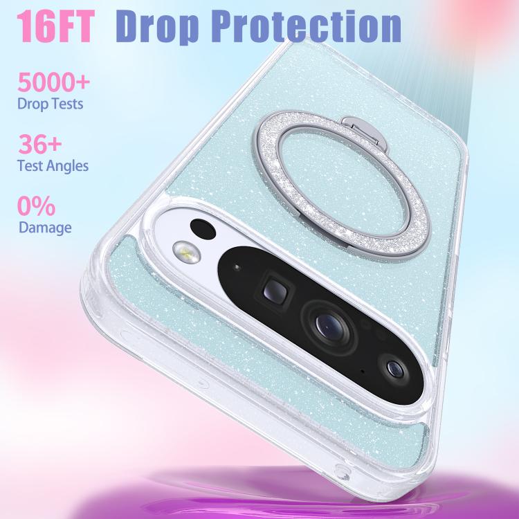 For Google Pixel 9 Pro XL Starry Glitter Magnetic Holder Phone Case