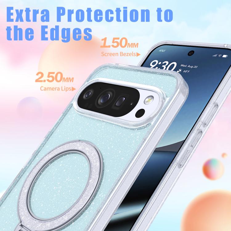For Google Pixel 9 Pro XL Starry Glitter Magnetic Holder Phone Case