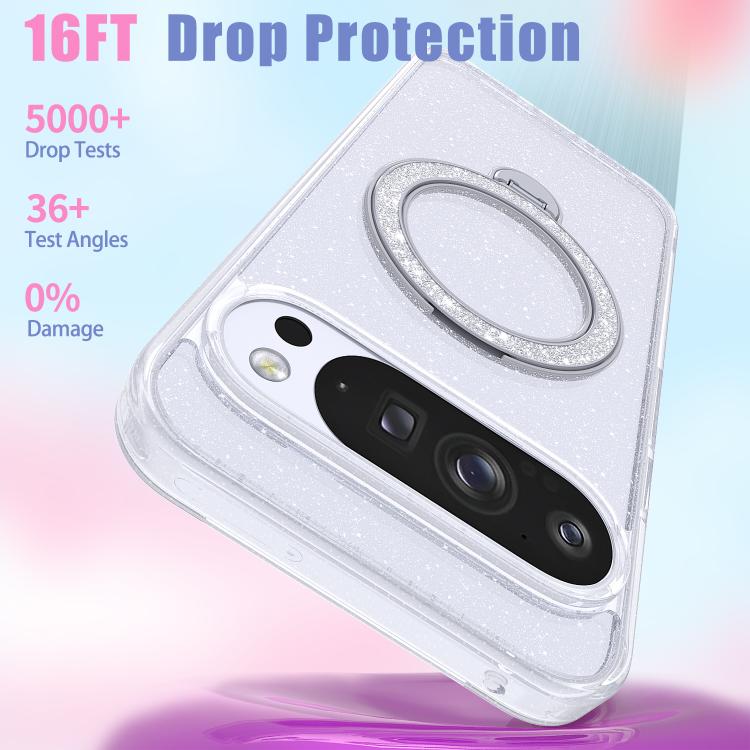 For Google Pixel 9 Pro XL Starry Glitter Magnetic Holder Phone Case