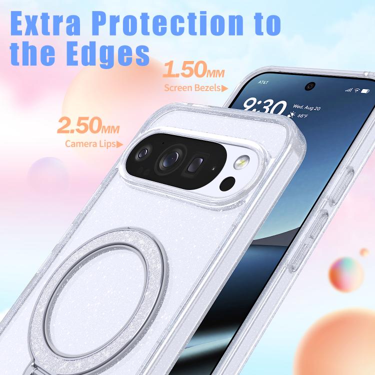 For Google Pixel 9 Pro XL Starry Glitter Magnetic Holder Phone Case