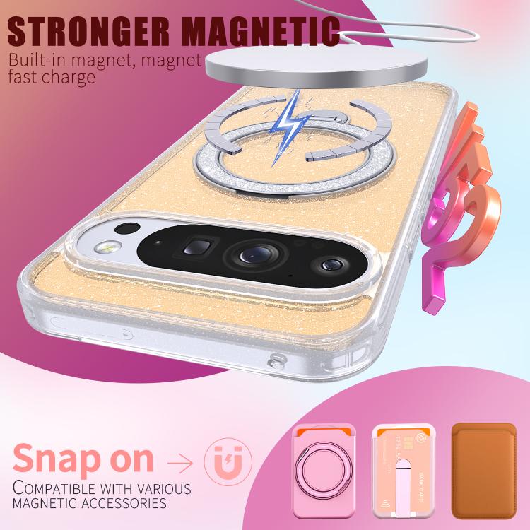 For Google Pixel 10 Pro XL Starry Glitter Magnetic Holder Phone Case
