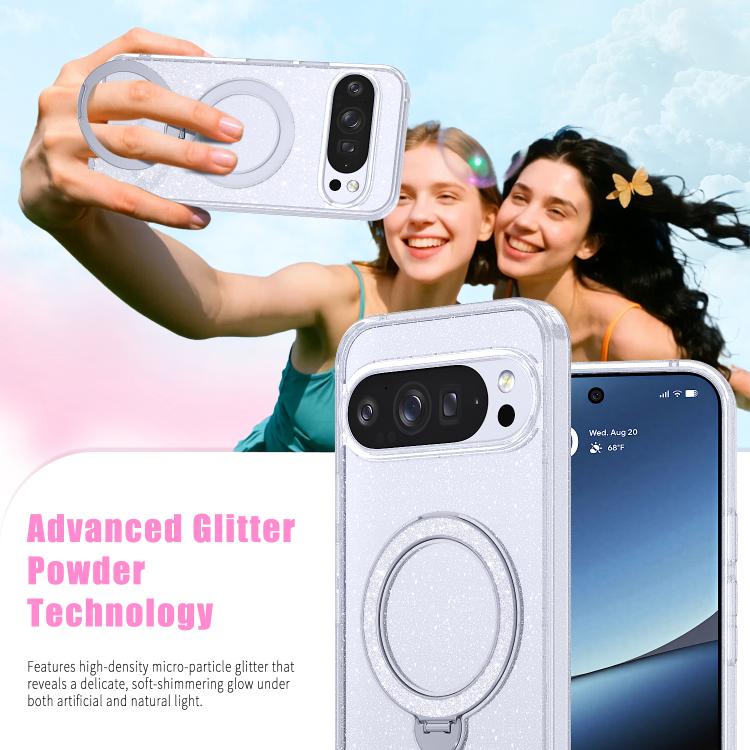 For Google Pixel 10 Pro XL Starry Glitter Magnetic Holder Phone Case