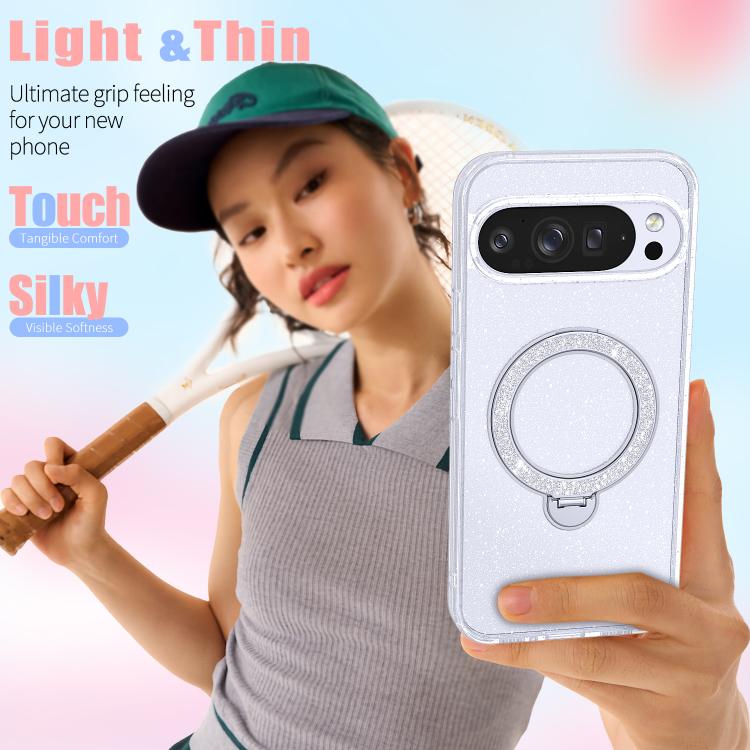 For Google Pixel 10 Pro XL Starry Glitter Magnetic Holder Phone Case
