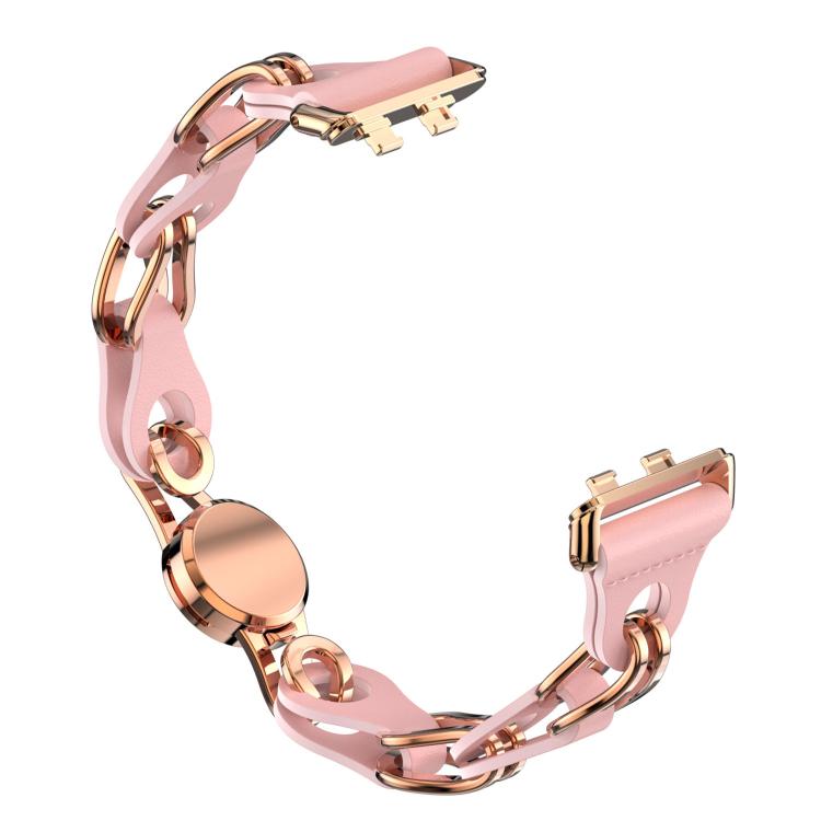 For Huawei Band 11 / Band 11 Pro Stylish Hollow Vegan Leather Chain Metal Watch Band