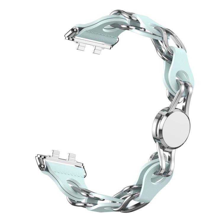 For Huawei Band 11 / Band 11 Pro Stylish Hollow Vegan Leather Chain Metal Watch Band