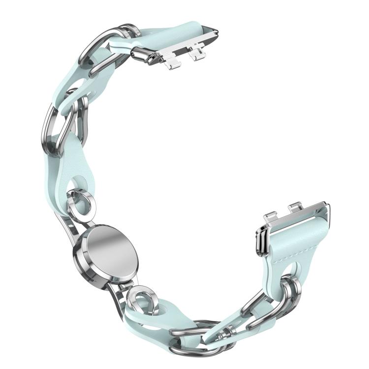 For Huawei Band 11 / Band 11 Pro Stylish Hollow Vegan Leather Chain Metal Watch Band