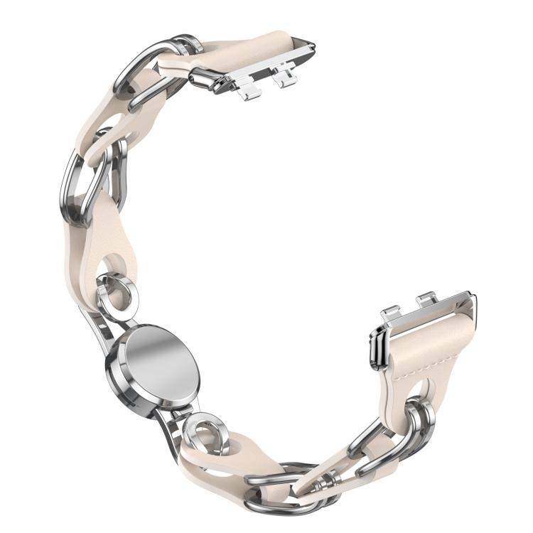 For Huawei Band 11 / Band 11 Pro Stylish Hollow Vegan Leather Chain Metal Watch Band
