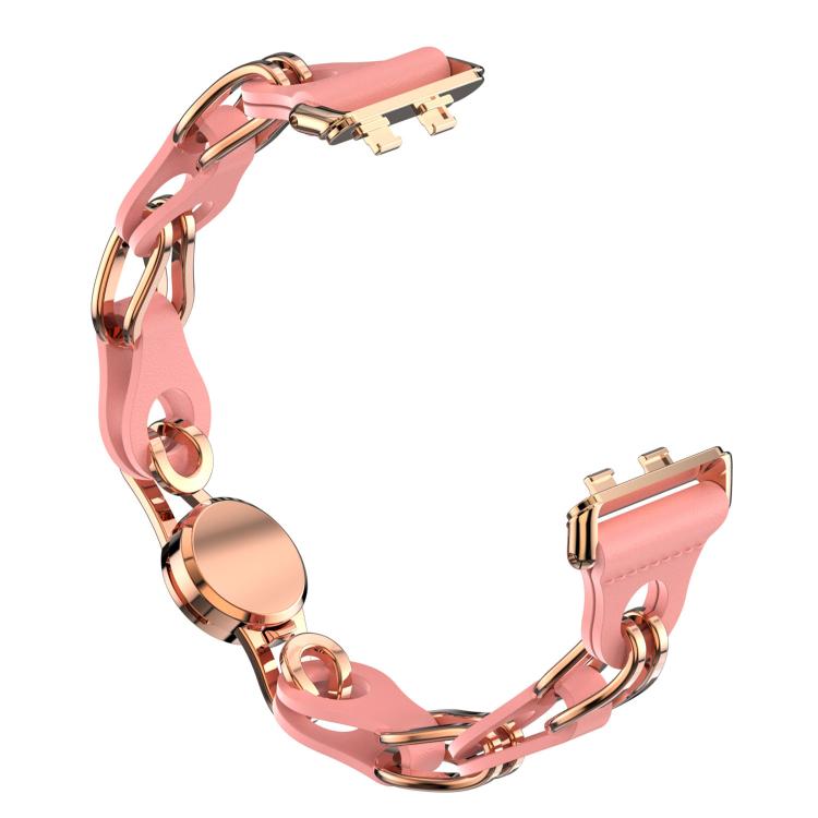 For Huawei Band 11 / Band 11 Pro Stylish Hollow Vegan Leather Chain Metal Watch Band