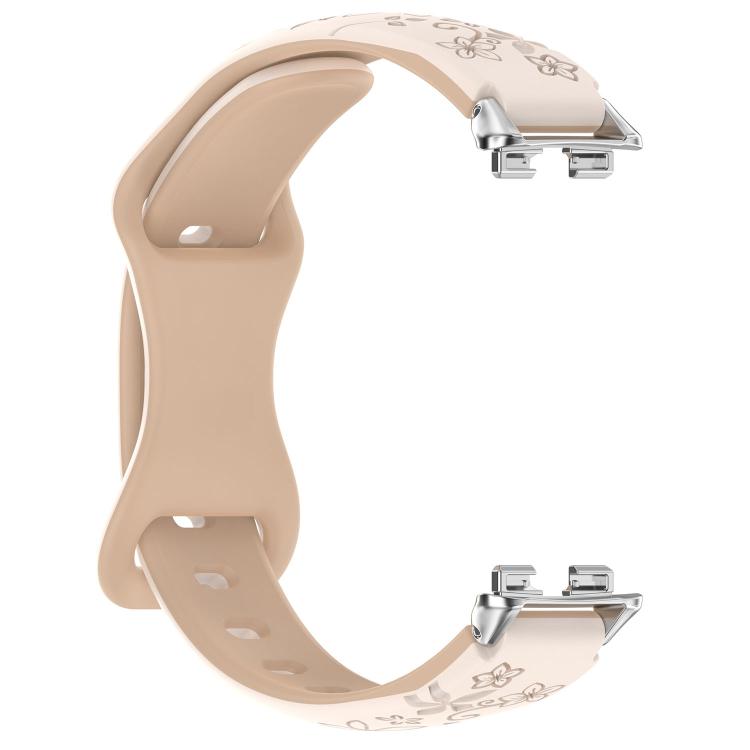 For Huawei Band 11 / Band 11 Pro Laser Engraved Floral Reverse Buckle Two Color Watch Band