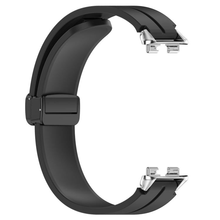 For Huawei Band 11 / Band 11 Pro Folding Magnetic Black Clasp Solid Color Silicone Watch Band