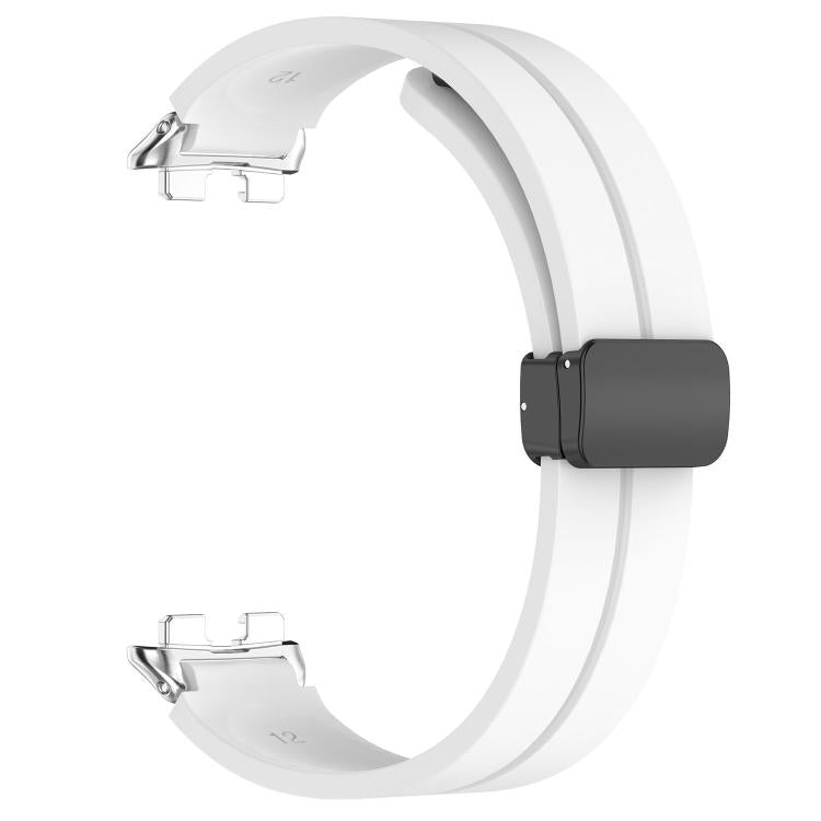 For Huawei Band 11 / Band 11 Pro Folding Magnetic Black Clasp Solid Color Silicone Watch Band