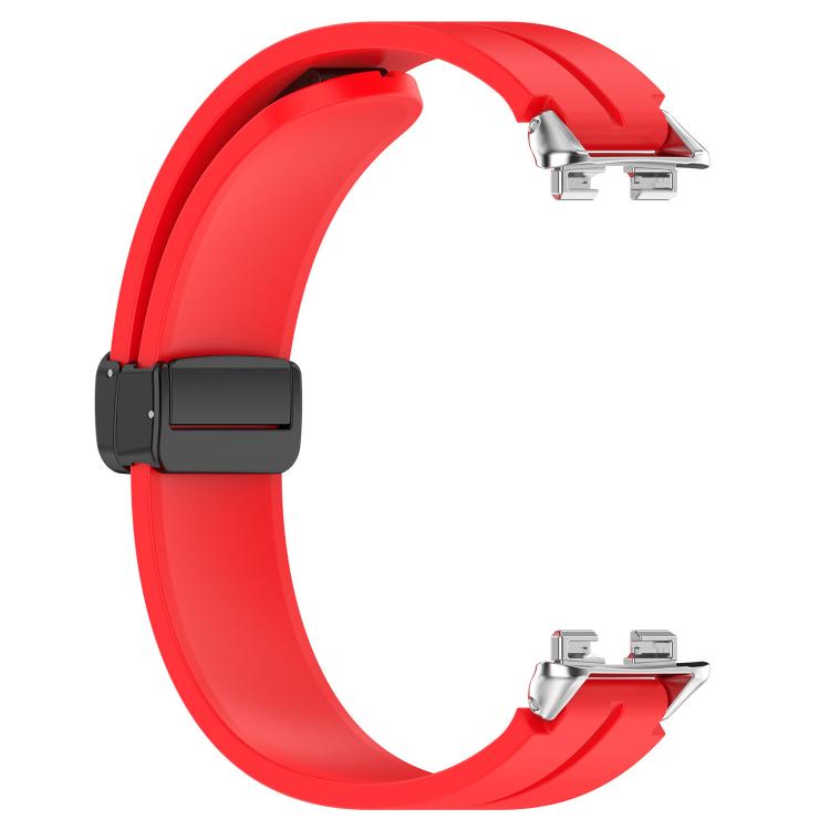 For Huawei Band 11 / Band 11 Pro Folding Magnetic Black Clasp Solid Color Silicone Watch Band