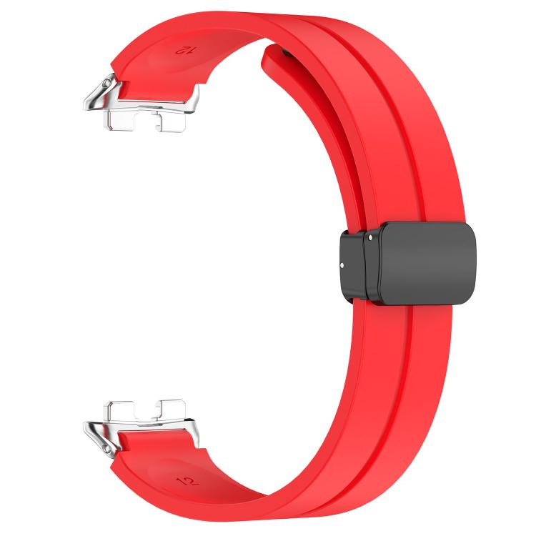 For Huawei Band 11 / Band 11 Pro Folding Magnetic Black Clasp Solid Color Silicone Watch Band
