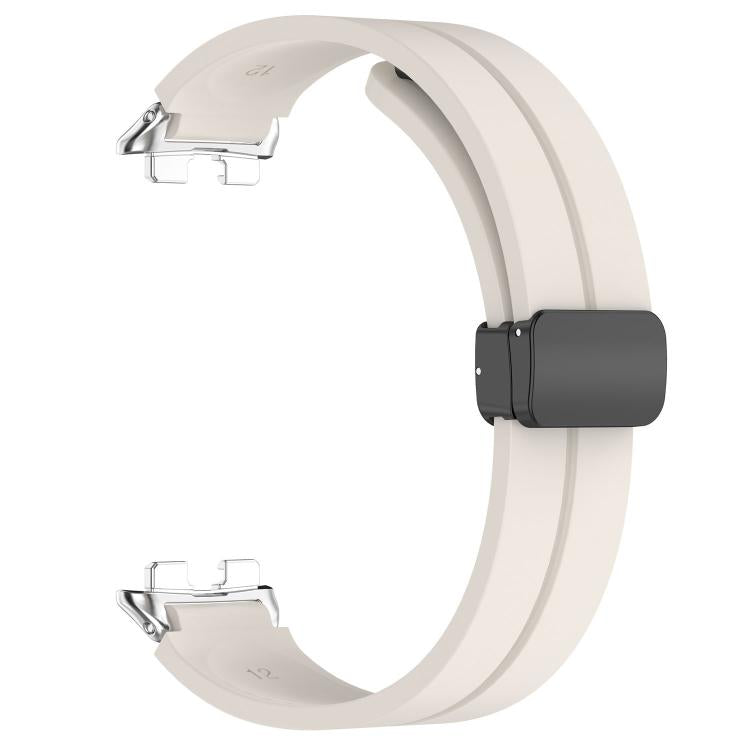 For Huawei Band 11 / Band 11 Pro Folding Magnetic Black Clasp Solid Color Silicone Watch Band