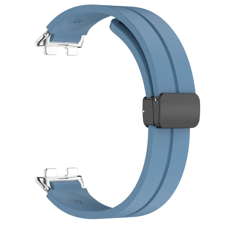 For Huawei Band 11 / Band 11 Pro Folding Magnetic Black Clasp Solid Color Silicone Watch Band