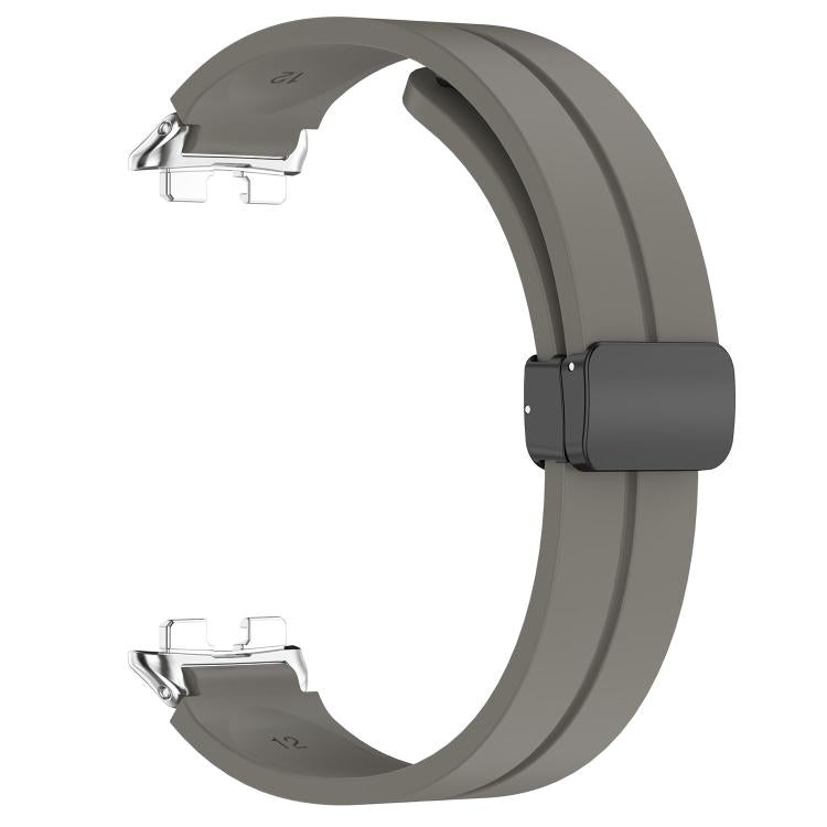 For Huawei Band 11 / Band 11 Pro Folding Magnetic Black Clasp Solid Color Silicone Watch Band