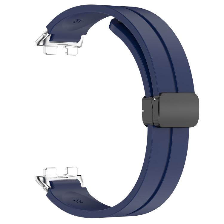 For Huawei Band 11 / Band 11 Pro Folding Magnetic Black Clasp Solid Color Silicone Watch Band
