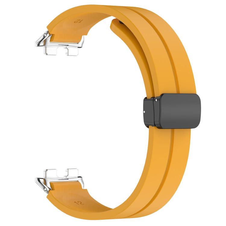 For Huawei Band 11 / Band 11 Pro Folding Magnetic Black Clasp Solid Color Silicone Watch Band