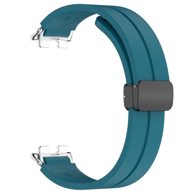 For Huawei Band 11 / Band 11 Pro Folding Magnetic Black Clasp Solid Color Silicone Watch Band