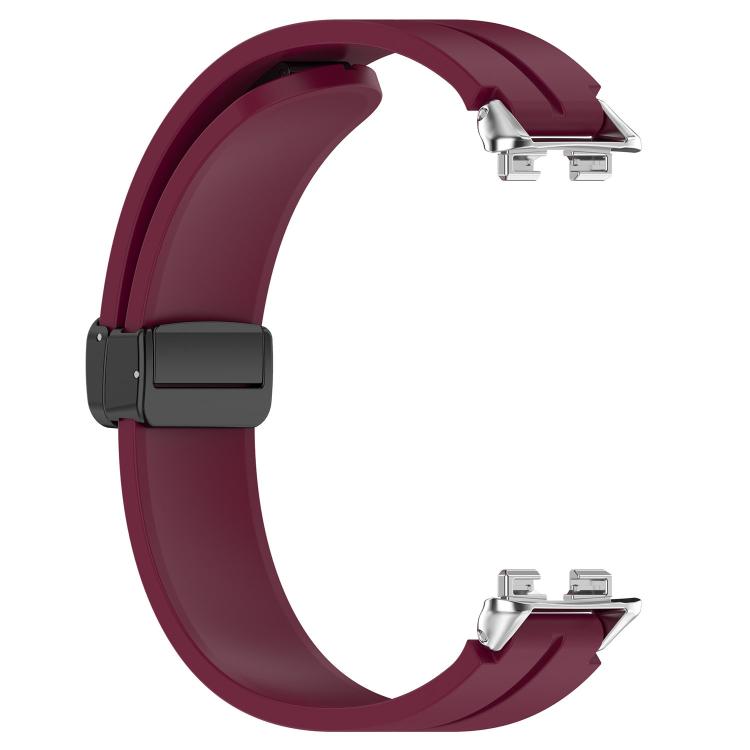 For Huawei Band 11 / Band 11 Pro Folding Magnetic Black Clasp Solid Color Silicone Watch Band