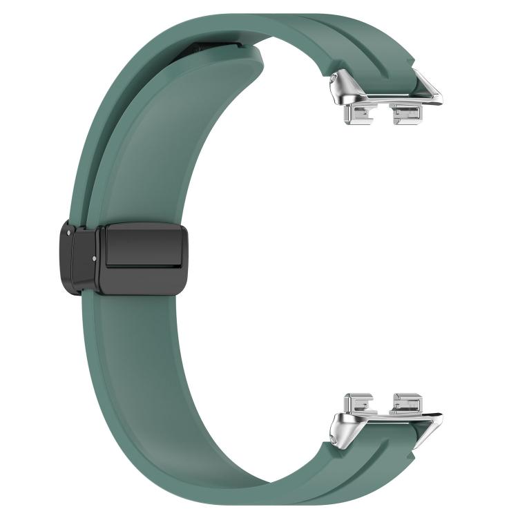 For Huawei Band 11 / Band 11 Pro Folding Magnetic Black Clasp Solid Color Silicone Watch Band