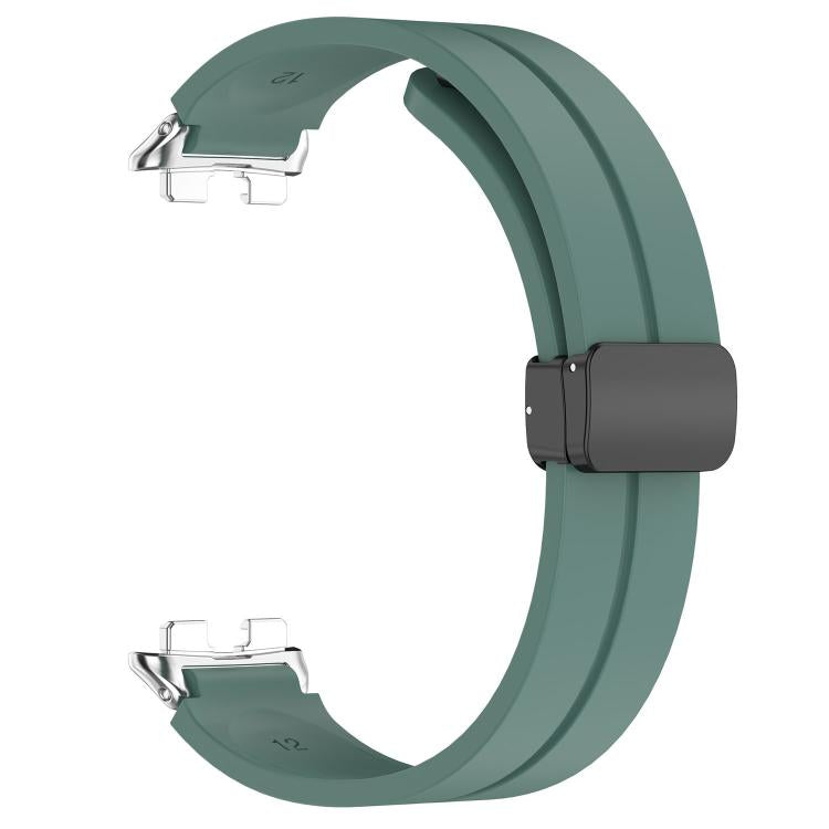 For Huawei Band 11 / Band 11 Pro Folding Magnetic Black Clasp Solid Color Silicone Watch Band