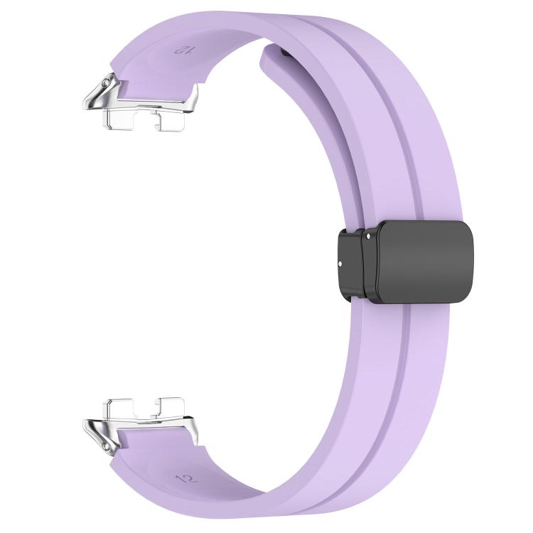 For Huawei Band 11 / Band 11 Pro Folding Magnetic Black Clasp Solid Color Silicone Watch Band