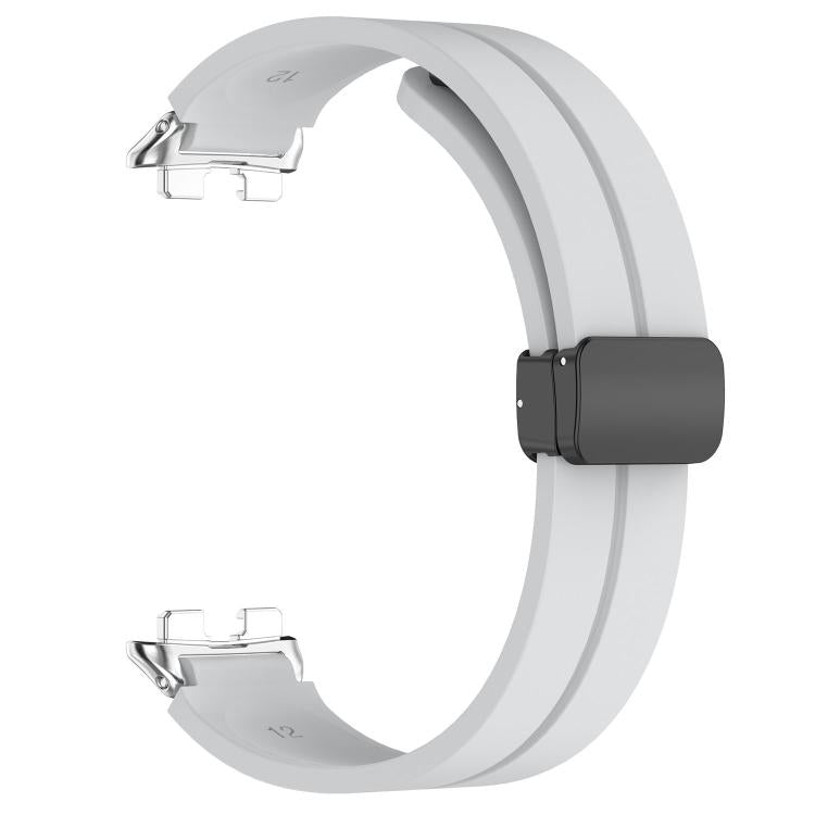 For Huawei Band 11 / Band 11 Pro Folding Magnetic Black Clasp Solid Color Silicone Watch Band