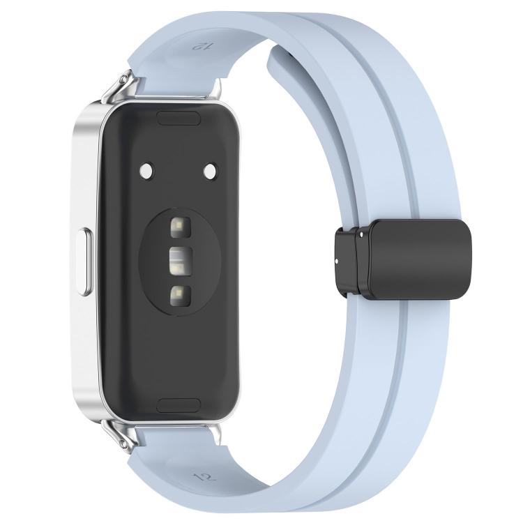 For Huawei Band 11 / Band 11 Pro Folding Magnetic Black Clasp Solid Color Silicone Watch Band