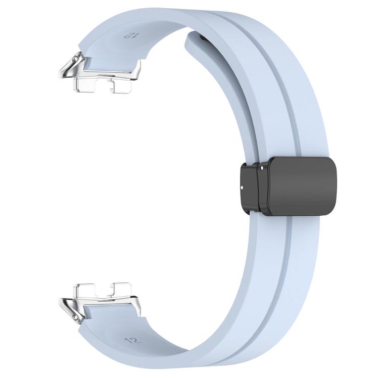 For Huawei Band 11 / Band 11 Pro Folding Magnetic Black Clasp Solid Color Silicone Watch Band
