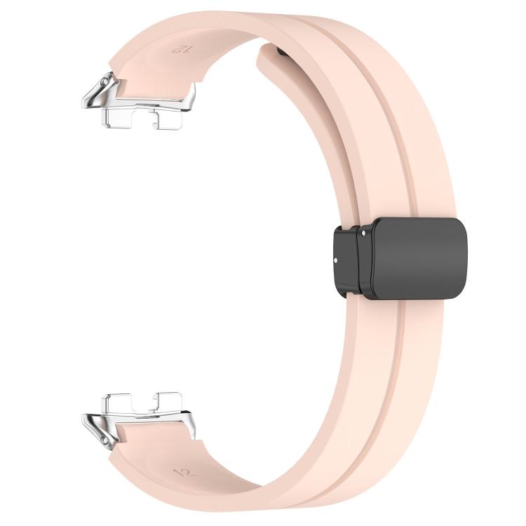 For Huawei Band 11 / Band 11 Pro Folding Magnetic Black Clasp Solid Color Silicone Watch Band
