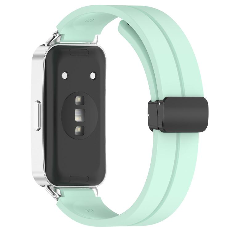 For Huawei Band 11 / Band 11 Pro Folding Magnetic Black Clasp Solid Color Silicone Watch Band