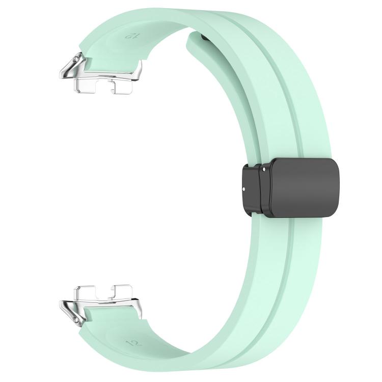 For Huawei Band 11 / Band 11 Pro Folding Magnetic Black Clasp Solid Color Silicone Watch Band