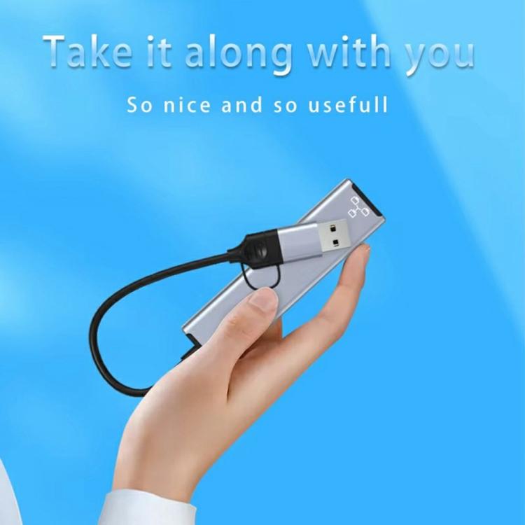 HC-78 USB-C / USB-A to USB3.0 / 2.0 RJ45 Network Card Splitter 4 in 1 Hub Ethernet Adapter