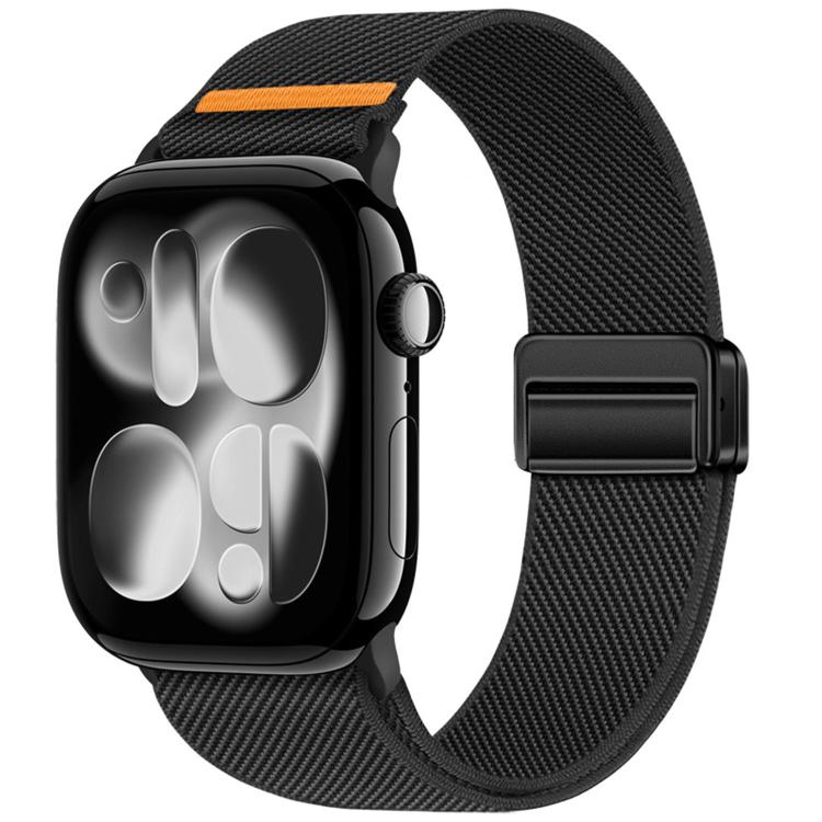 For Apple Watch 49mm / 46mm / 45mm / 44mm Double Magnetic Buckle Single-Stitched Nylon Watch Band