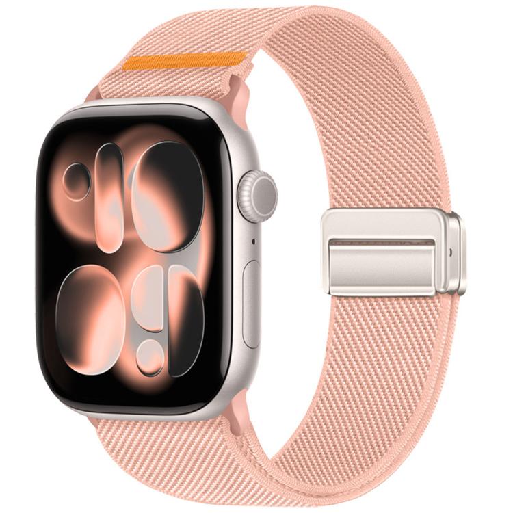 For Apple Watch 49mm / 46mm / 45mm / 44mm Double Magnetic Buckle Single-Stitched Nylon Watch Band
