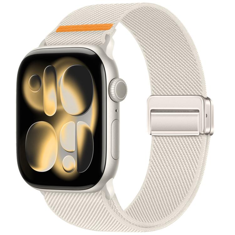 For Apple Watch 49mm / 46mm / 45mm / 44mm Double Magnetic Buckle Single-Stitched Nylon Watch Band