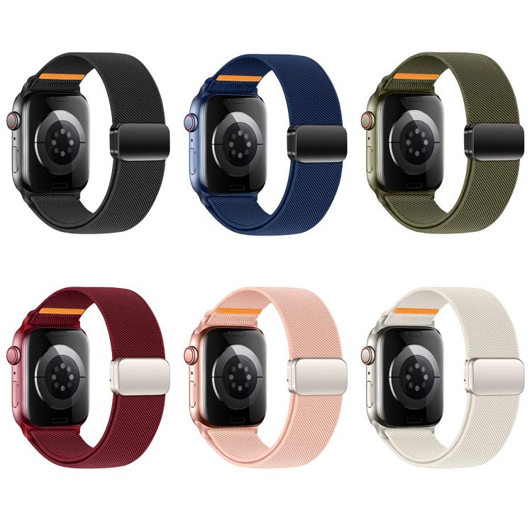 For Apple Watch 42mm / 41mm / 40mm / 38mm Double Magnetic Buckle Single-Stitched Nylon Watch Band