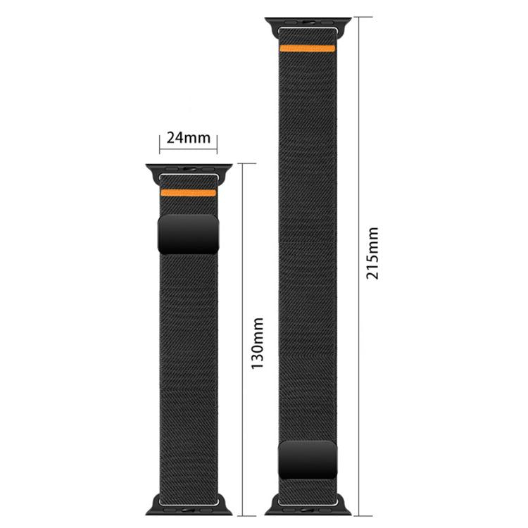 For Apple Watch 42mm / 41mm / 40mm / 38mm Double Magnetic Buckle Single-Stitched Nylon Watch Band