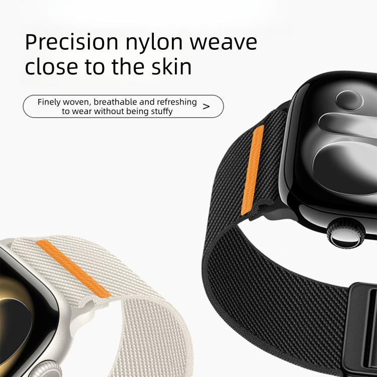 For Apple Watch 49mm / 46mm / 45mm / 44mm Double Magnetic Buckle Single-Stitched Nylon Watch Band