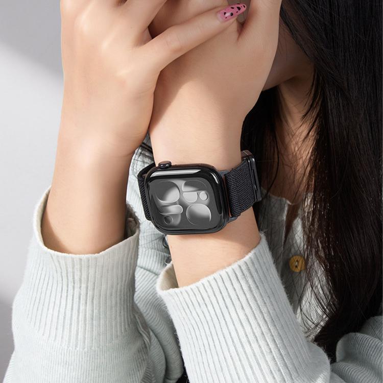 For Apple Watch 49mm / 46mm / 45mm / 44mm Double Magnetic Buckle Single-Stitched Nylon Watch Band