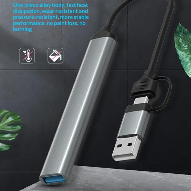HC-77A USB-C / USB-A to USB 3.0 / 2.0 SD TF Card Reader 5 in 1 Aluminum Alloy Expansion Hub
