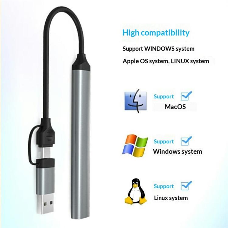 HC-77A USB-C / USB-A to USB 3.0 / 2.0 SD TF Card Reader 5 in 1 Aluminum Alloy Expansion Hub
