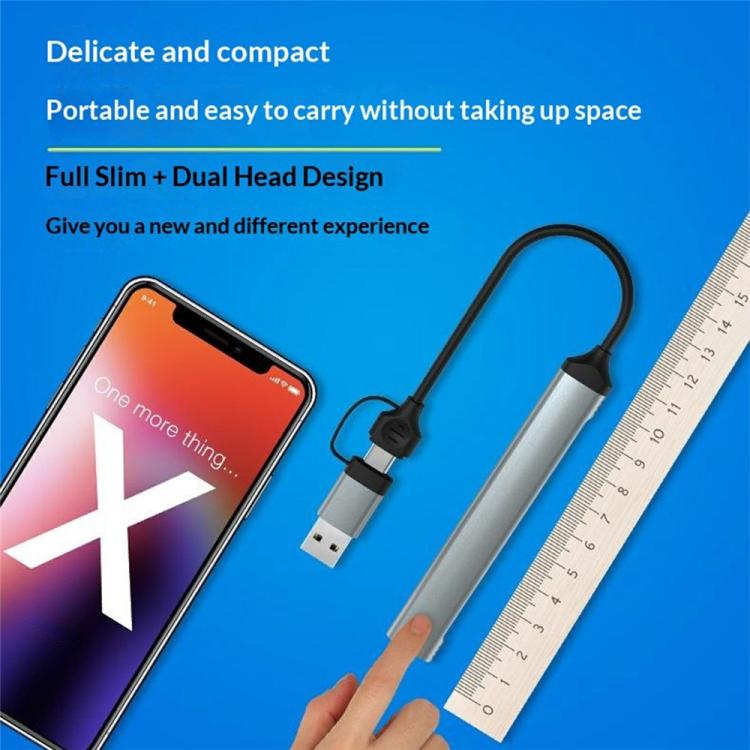 HC-77A USB-C / USB-A to USB 3.0 / 2.0 SD TF Card Reader 5 in 1 Aluminum Alloy Expansion Hub