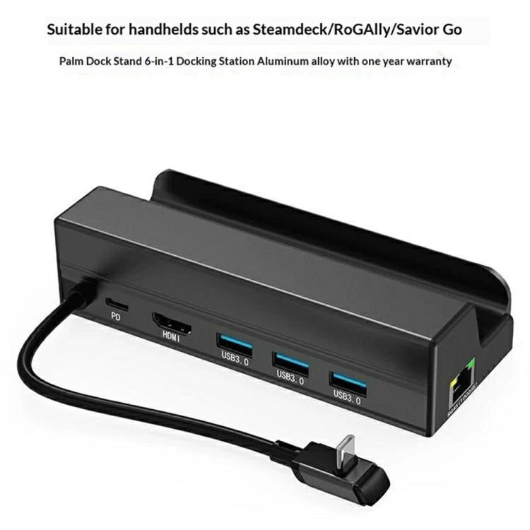 HC-86E 6 in 1 Gigabit Ethernet 4K HD PD 60W Charging Hub For Game Consoles