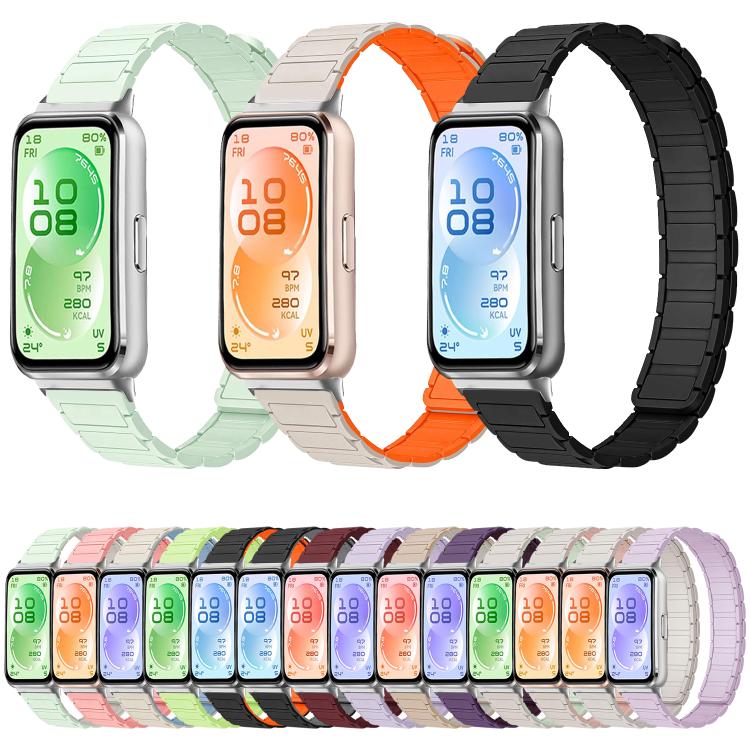 For Huawei Band 11 / Band 11 Pro Tri-beads I-shaped Slim Magnetic Silicone Watch Band