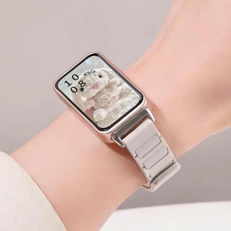 For Huawei Band 11 / Band 11 Pro Tri-beads I-shaped Slim Magnetic Silicone Watch Band