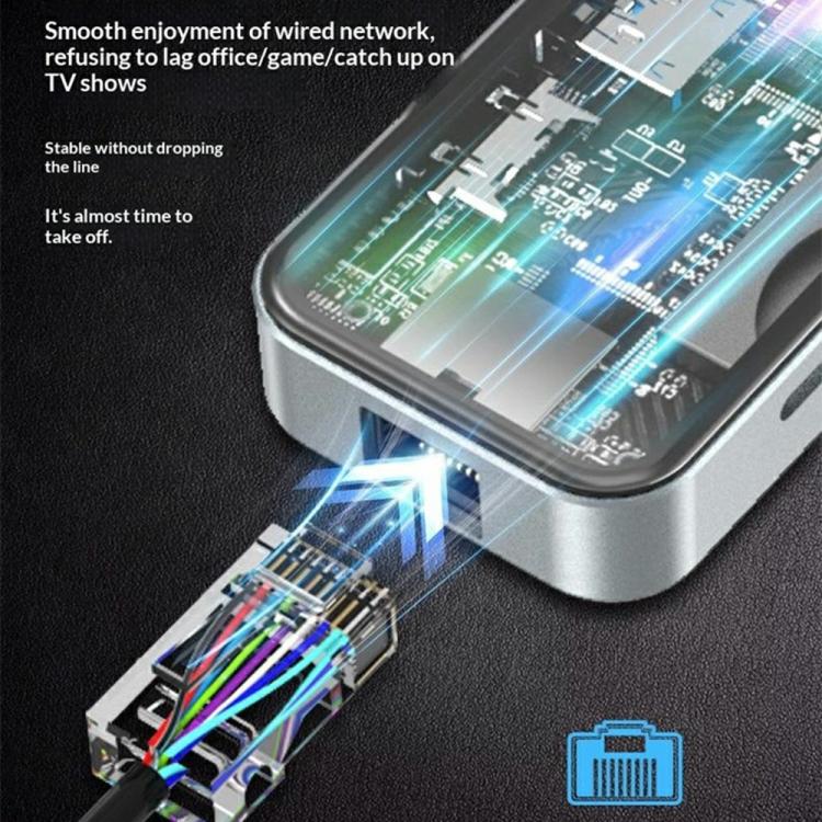 HC-87 10 in 1 USB-C Hub Gigabit Ethernet 4K HD PD 100W Charging Multi-Port Adapter