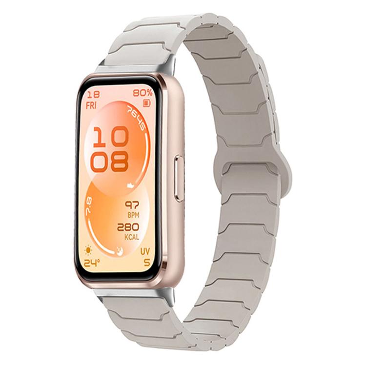 For Huawei Band 11 / Band 11 Pro Armor Texture Magnetic Silicone Watch Band