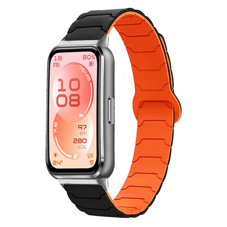 For Huawei Band 11 / Band 11 Pro Armor Texture Magnetic Silicone Watch Band